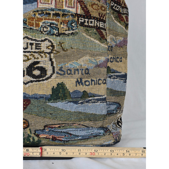 Route US 66 Tote Landscaped Multi-Color Zipper Closure Canvas 14" x 12" x 5" - Picture 15 of 16
